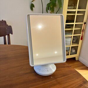 Lighted Makeup Mirror with Bluetooth Speaker and USB Charging.